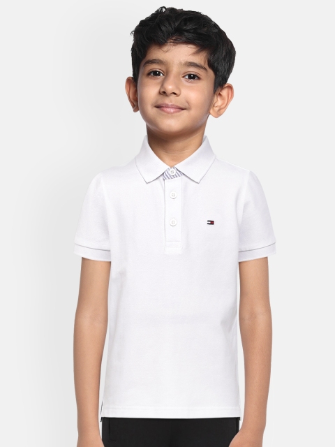 

Tommy Hilfiger Boys White ITHACA Solid Polo Collar T-shirt