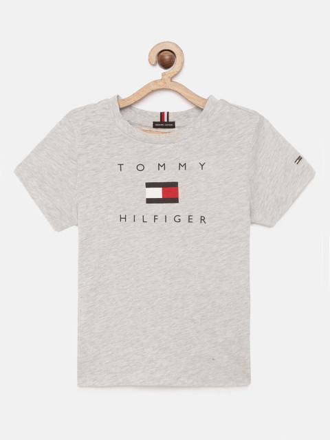 

Tommy Hilfiger Boys Grey Melange Printed Organic Cotton Round Neck T-shirt