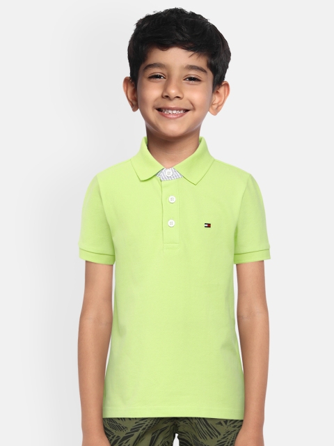 

Tommy Hilfiger Boys Lime Yellow Solid Polo Collar T-shirt, Lime green