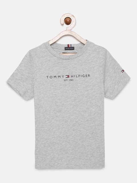 

Tommy Hilfiger Boys Grey Melange Printed Organic Cotton Round Neck T-shirt