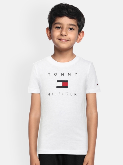 

Tommy Hilfiger Boys White Printed LB LOGO Pure Organic Cotton T-shirt