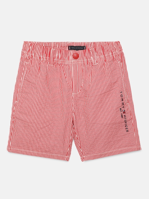 

Tommy Hilfiger Boys Red Striped Mid-Rise Regular Shorts