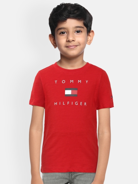 

Tommy Hilfiger Boys Red Printed Pure Cotton Round Neck T-shirt