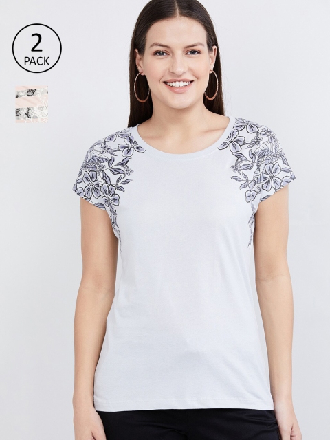 

max Women Pack of 2 Pink Printed Round Neck T-shirt
