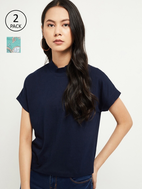 

max Navy Blue & Teal Set of 2 Regular Top
