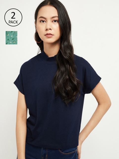 

Max Navy Pack of 2 Blue & Green Regular Top, Navy blue