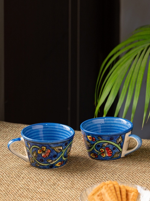 

ExclusiveLane Blue & Red Set of 2 Printed Ceramic Cups Set