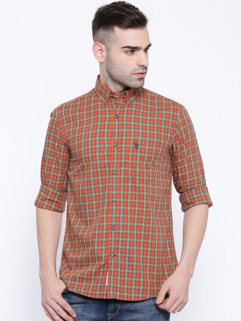 

U.S. Polo Assn. Orange & Yellow Checked Tailored Casual Shirt