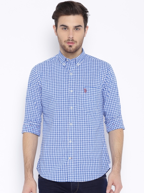 

U.S. Polo Assn. Blue & White Tailored Checked Casual Shirt