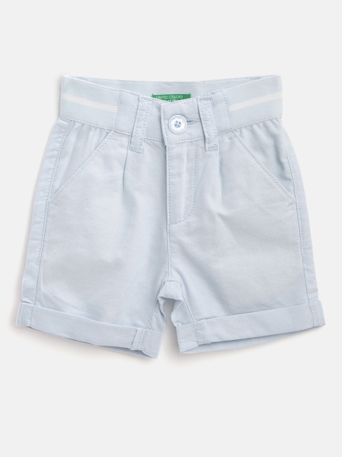 

United Colors of Benetton Boys Blue Solid Pure Cotton Oxford Weave Regular Shorts