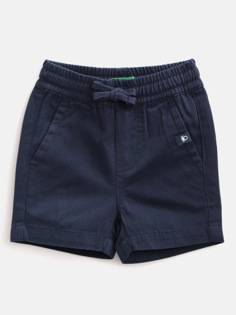 

United Colors of Benetton Boys Navy Blue Solid Cotton Regular Fit Shorts