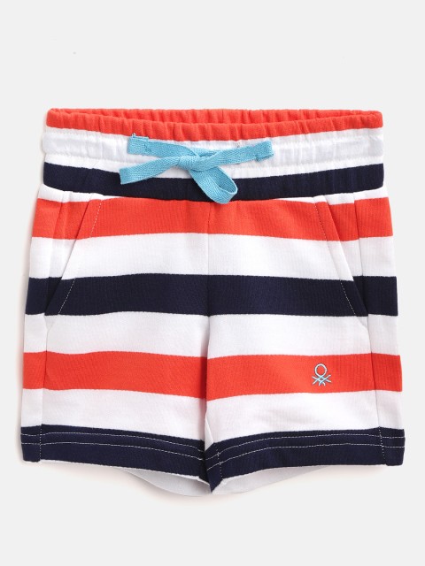 

United Colors of Benetton Boys Orange Striped Regular Fit Cotton Shorts