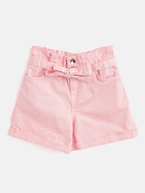 

United Colors of Benetton Girls Pink Solid Regular Fit Shorts with Belt