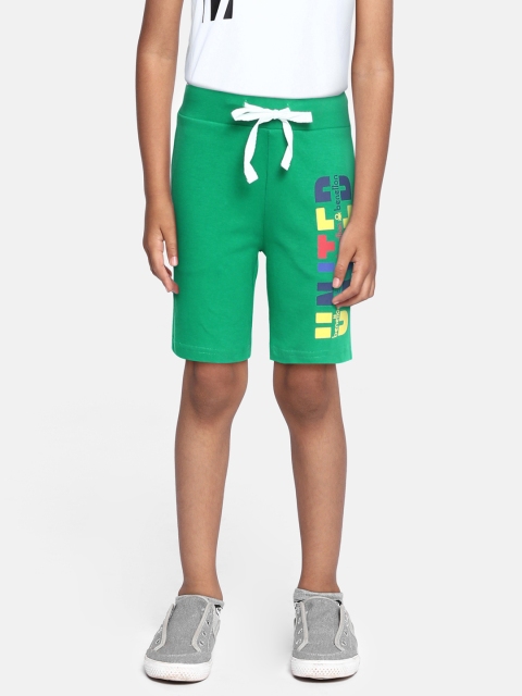 

United Colors of Benetton Boys Green & Yellow Printed Pure Cotton Regular Fit Shorts