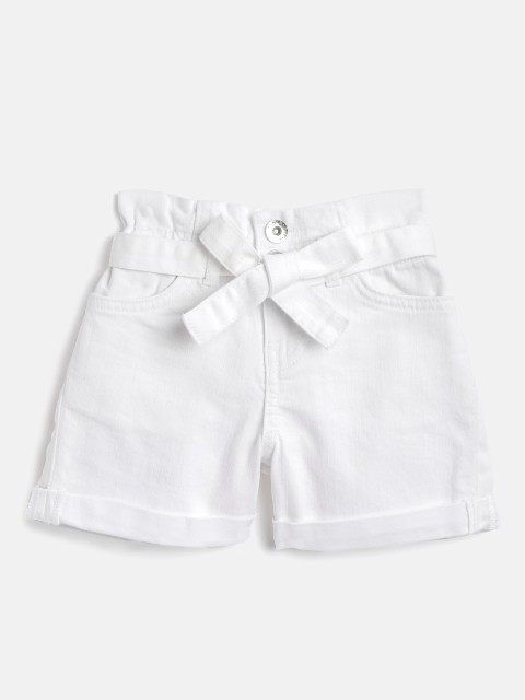 

United Colors of Benetton Girls White Solid Regular Fit Denim Shorts