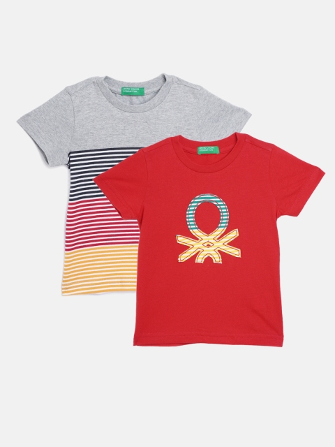 

United Colors of Benetton Boys Pack of 2 Pure Cotton T-shirts, Multi