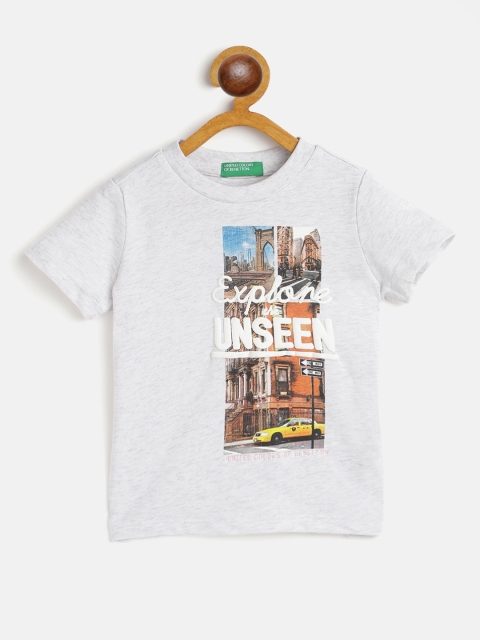 

United Colors of Benetton Boys White Orange Pure Cotton Typography Printed Pure Cotton T-shirt