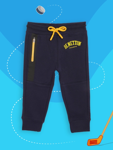 

United Colors of Benetton Boys Navy Blue Solid Pure Cotton Joggers
