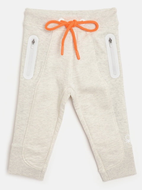 

United Colors of Benetton Boys Off-White Self Design Pure Cotton Joggers