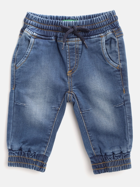 

United Colors of Benetton Boys Blue Regular Fit Faded Denim Joggers