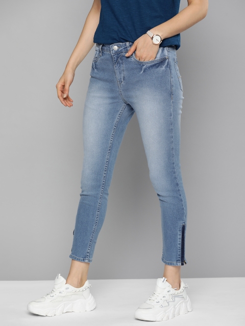 

Mast & Harbour Women Blue Skinny Fit High-Rise Heavy Fade Stretchable Jeans