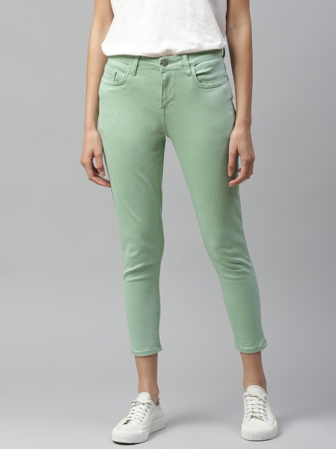 

Mast & Harbour Women Green Skinny Fit Stretchable Cropped Jeans