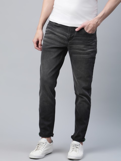 

Mast & Harbour Men Charcoal Grey Light Fade Carrot Fit Stretchable Jeans