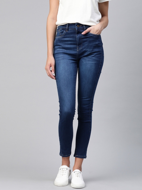 

Mast & Harbour Women Navy Blue Super Skinny Fit High-Rise Light Fade Stretchable Jeans