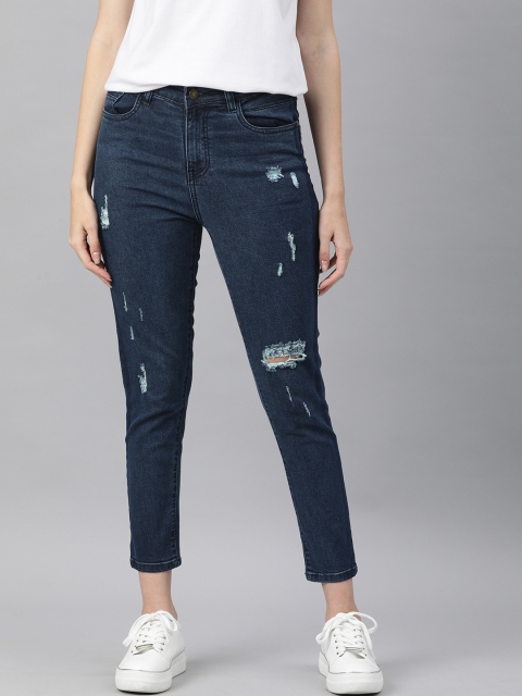 

Mast & Harbour Women Navy Blue Mid-Rise Skinny Fit Slash Knee Jeans