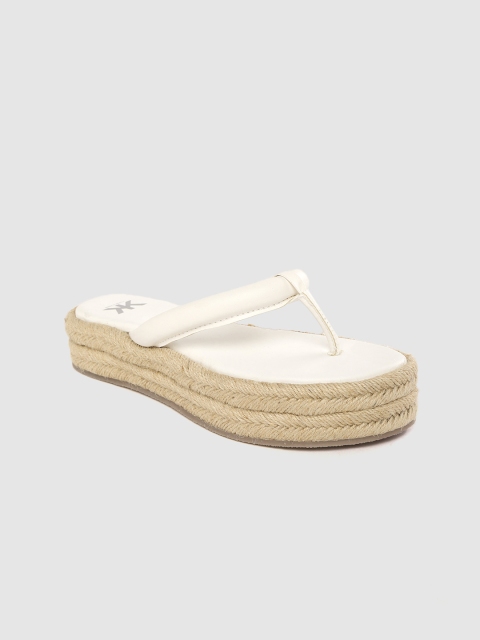 

Kook N Keech Women White Solid Espadrille Style Flatform Heels