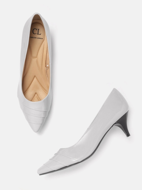 

Carlton London Women Grey Solid Pumps with Self Striped Detail