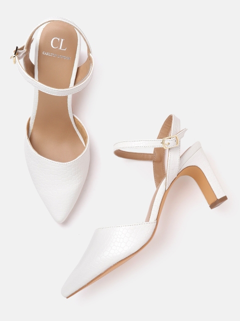 

Carlton London Women White Croc-Textured Pumps