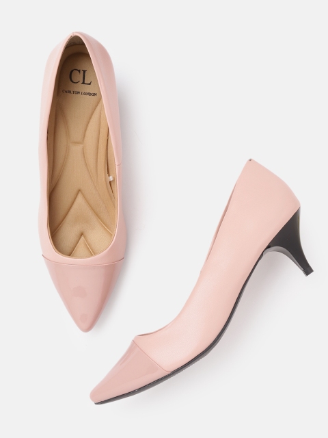 

Carlton London Women Peach-Coloured Solid Patent Finish Detail Pumps