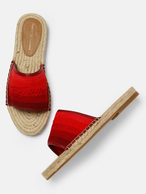 

Tommy Hilfiger Women Red Solid Open Toe Flats