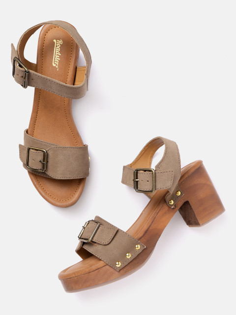 

Roadster Women Brown Suede Finish Solid Platform Heels with Buckle Detail