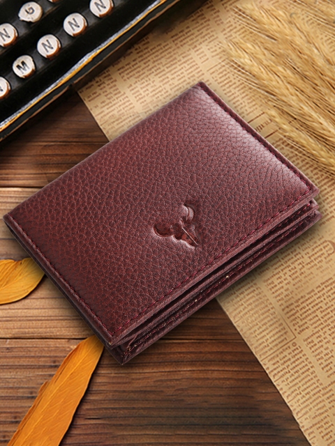 

NAPA HIDE Men Maroon Textured Card Holder