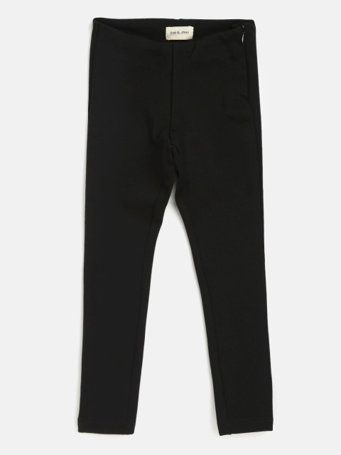 

Gini and Jony Girls Black Solid Stretchable Treggings