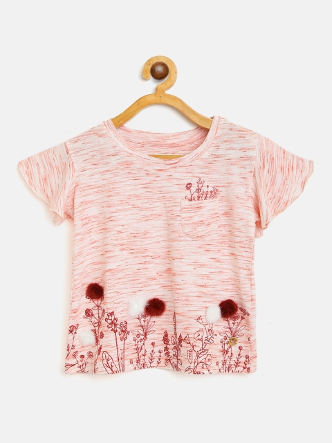 

Gini and Jony Girls Red & White Flared Sleeves Applique Detail Regular Top