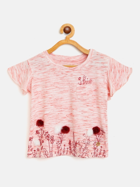 

Gini and Jony Girls Red & White Flared Sleeves Applique Detail Regular Top