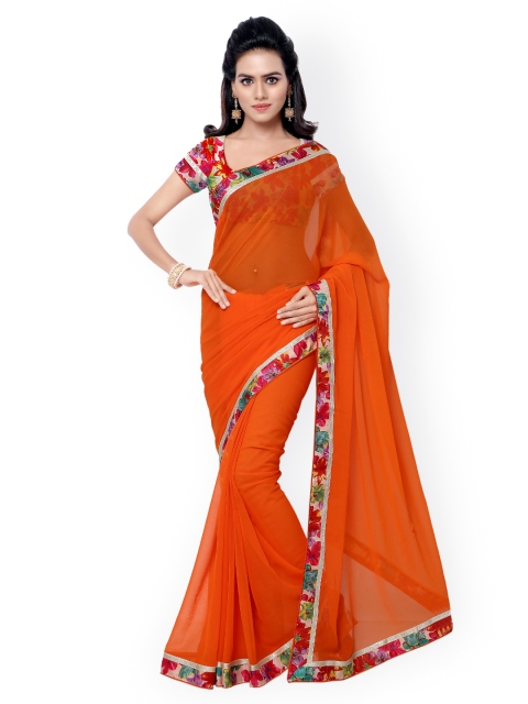 

Florence Orange Faux Georgette Saree