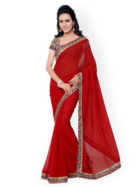 

Florence Red Faux Georgette Saree