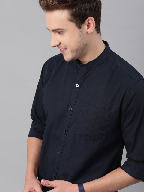 

Mast & Harbour Men Navy Blue Solid Casual Shirt