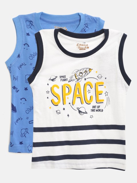 

Eteenz Infant Boys Pack of 2 Pure Cotton Sleeveless T-shirts, White