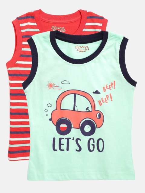 

Eteenz Infant Boys Pack of 2 Pure Cotton Sleeveless T-shirts, Sea green