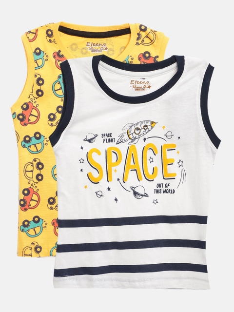 

Eteenz Infant Boys Pack of 2 Pure Cotton Sleeveless T-shirts, White