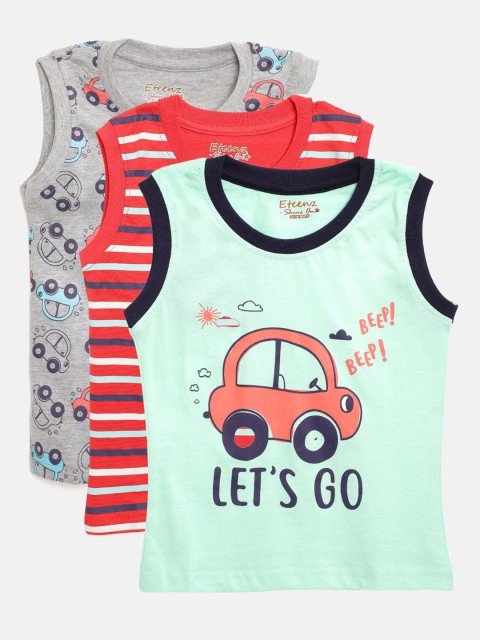 

Eteenz Infant Boys Pack of 3 Pure Cotton Sleeveless T-shirts, Sea green
