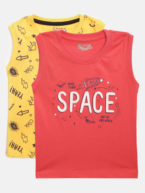 

Eteenz Infant Boys Pack of 2 Pure Cotton Sleeveless T-shirts, Red