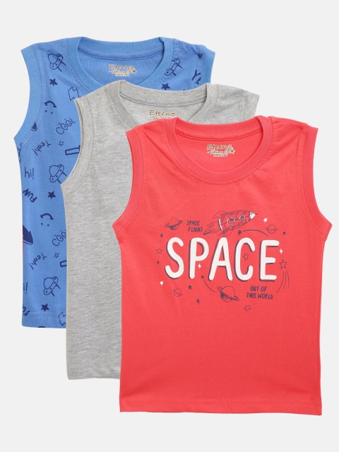 

Eteenz Infant Boys Pack of 3 Pure Cotton Printed Round Neck T-shirts, Red