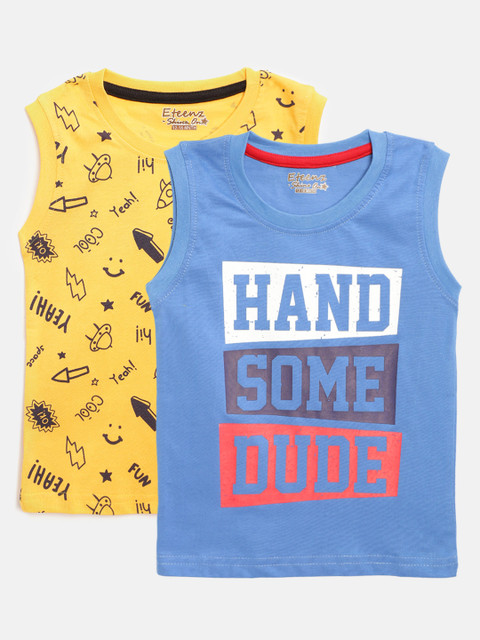 

Eteenz Infant Boys Pack of 2 Pure Cotton Sleeveless T-shirts, Blue