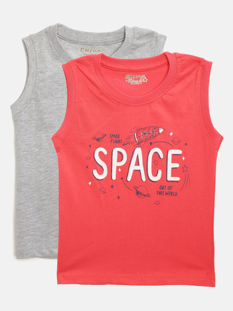 

Eteenz Infant Boys Pack of 2 Pure Cotton Sleeveless T-shirts, Red